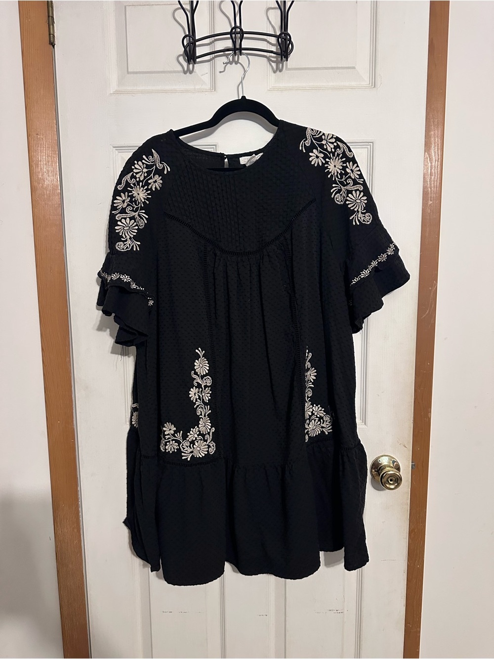 Torrid Festi Black Embroidered Flutter-Sleeve dress